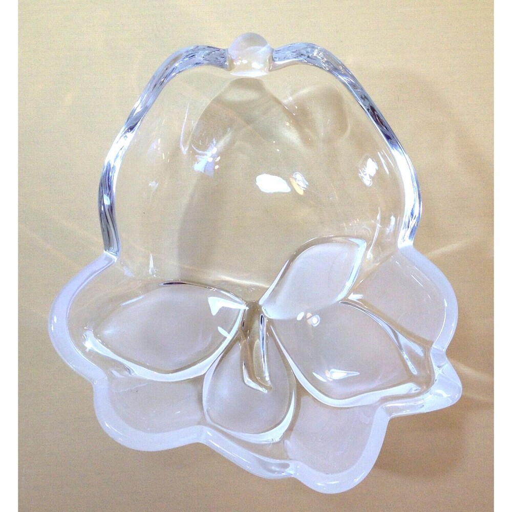 Clear & Frosted Pear Shaped Crystal Cut Glass Serving Dish Bowl Candy Fruit Nuts